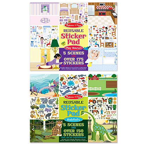 Melissa Doug Reusable Sticker Pads Set: Play House and Habitats - 325 Stickers