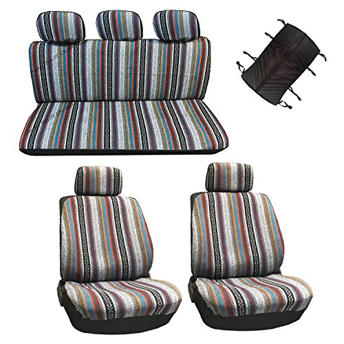 10 Pc Universal Baja Inca Saddle Mexican Blanket Seat Cover Set