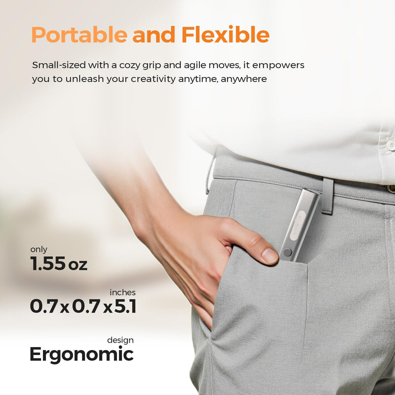 Small engraving pen being placed in a pocket with text highlighting its features.