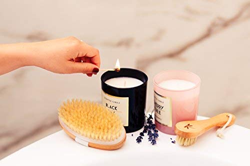 Premium Dry Brushing Set [Boar Bristle Brush, Exfoliating Face Brush, Bath Gloves] with Free Bag & How-To Guide – Glowing Skin & Healthy Body Gift.
