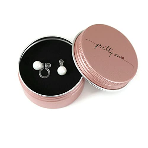 Round Simulated Shell Pearl Clip-On Earrings (White, 6mm) for Non-Pierced Ears