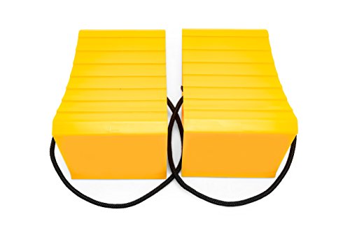 Camco Wheel Chock With Rope for Easy Removal (Pack of 2) - 44471, Keeps RV or Trailer Securely In Place