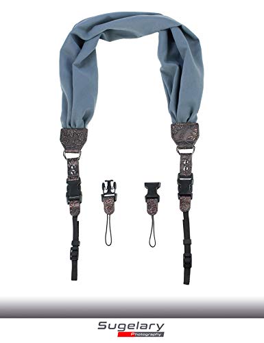 Sugelary Vintage Fabric Satin Camera Shoulder Neck Strap (Grey) for Nikon, Canon, Sony, and Pentax DSLR Cameras
