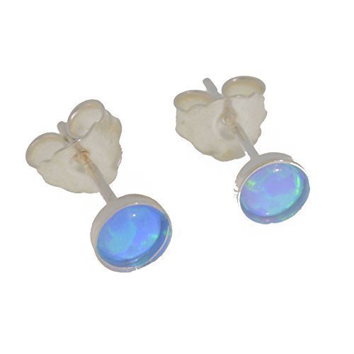 Sterling Silver Opal Stud Earrings for Women (4mm Posts)