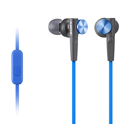 Sony MDR-XB50AP Extra Bass Earbuds with Built-in Microphone (Blue)