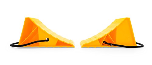 Camco Wheel Chock With Rope for Easy Removal (Pack of 2) - 44471, Keeps RV or Trailer Securely In Place