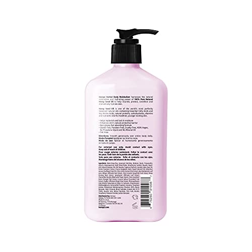 Hempz Pomegranate Herbal Moisturizer (17 oz.) - Paraben-Free Lotion for All Skin Types, Anti-Aging Hemp Skincare for Women & Men - Gluten-Free Hydrating Lotion