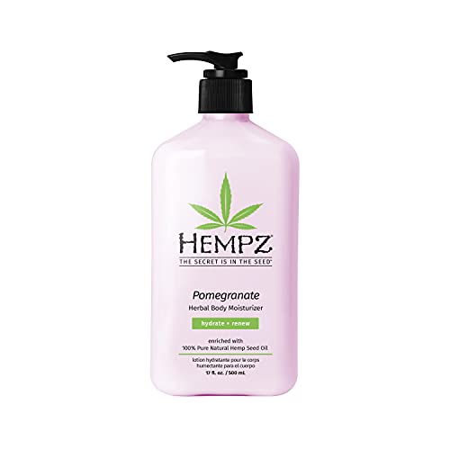 Hempz Pomegranate Herbal Moisturizer (17 oz.) - Paraben-Free Lotion for All Skin Types, Anti-Aging Hemp Skincare for Women & Men - Gluten-Free Hydrating Lotion