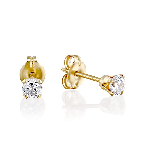 Gold-Filled CZ Diamond Stud Earrings (3mm) for Weddings - Bride & Bridesmaid
