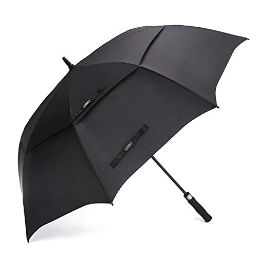 G4Free 54" Automatic Open Windproof Extra Large Golf Umbrella with Double Canopy and Waterproof Stick, Black