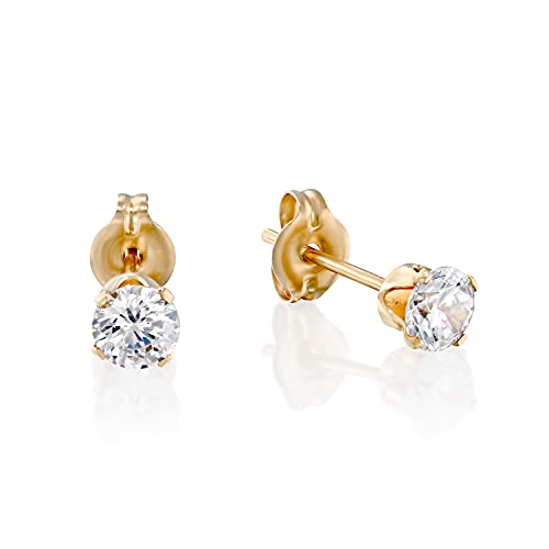 Women's [Gold Filled] Zircon Diamond CZ Earrings, 4mm