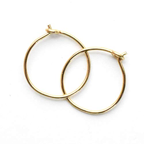 14k Yellow Gold Fill Little Gold Hoops (10mm, 24 Gauge) Handmade Sleeper Hugger Earrings