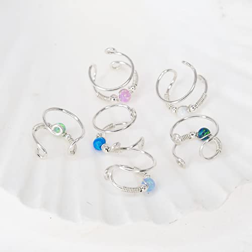 White Opal Ear Cuff Wrap Earring (Clip on) - Handmade Jewelry