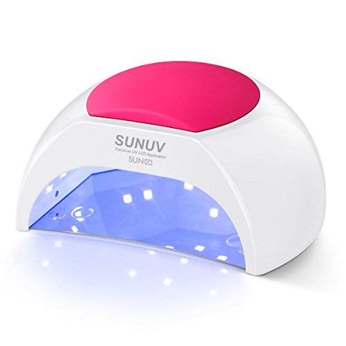 SUNUV 48W UV LED Nail Dryer Light for Gel Nail Polish Manicure, 4 Timer Setting Sensor (SUN2C with one Pink Pad)