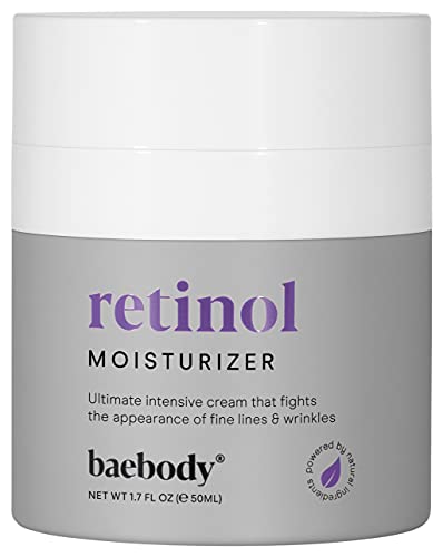 Baebody Retinol Moisturizer Cream (1.7 oz) for Face, Neck & Décolletage with Retinol, Jojoba Oil & Vitamin E - Fights Wrinkles & Acne.