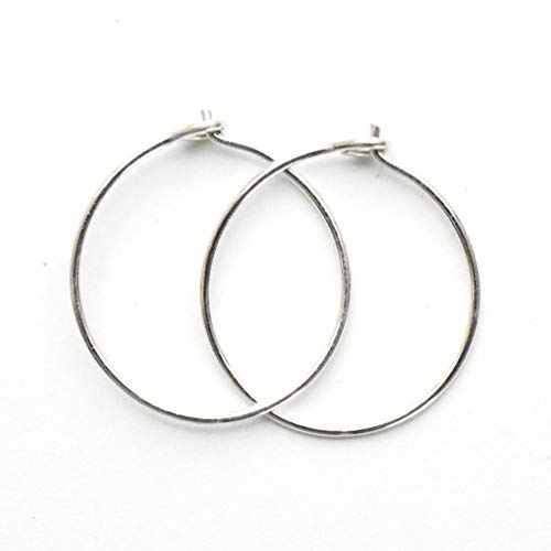 Solid Silver Hoop Earrings (12mm, 24 Gauge, 925 Sterling Silver).