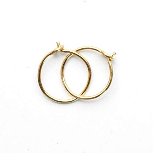 Handmade 14k Yellow Gold Fill Extra Thin Hoop Earrings (8mm, 24 Gauge) for Women & Children - 6.5mm Inner Diameter