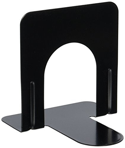 Universal Economy Bookend, Standard Size (4 3/4 x 5 1/4 x 5), Heavy Gauge Steel, Black, 1 Pair (UNV54051)