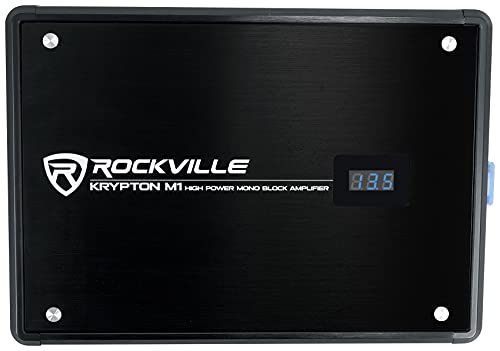Rockville Krypton M1 2000W Peak, 500W RMS Mono 1 Ohm Car Amplifier with Remote Control (Amp+Remote)