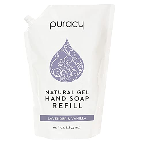 Puracy Natural Liquid Hand Soap Refill (64 fl oz) - Lavender & Vanilla Scent, Sulfate-Free, Hydrating Gel Hand Soap with Plant-Derived Ingredients, Gentle Hand Wash, Cruelty-Free