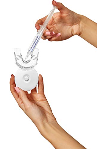 AuraGlow Teeth Whitening Kit with LED Light, (2) 5ml 35% Carbamide Peroxide Gel Syringes, Tray and Case