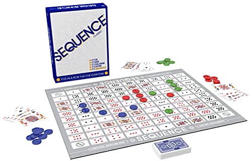 Jax SEQUENCE Original Board Game with Folding Board, Cards and Chips (White) 10.3" x 8.1" x 2.31"