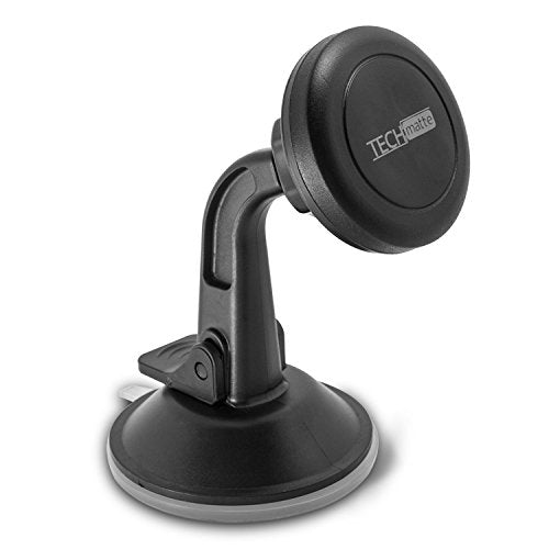 TechMatte Car Phone Mount Magnetic Dashboard Holder - Universal Compatible Smartphones with Powerful Magnetic Technology (Black)