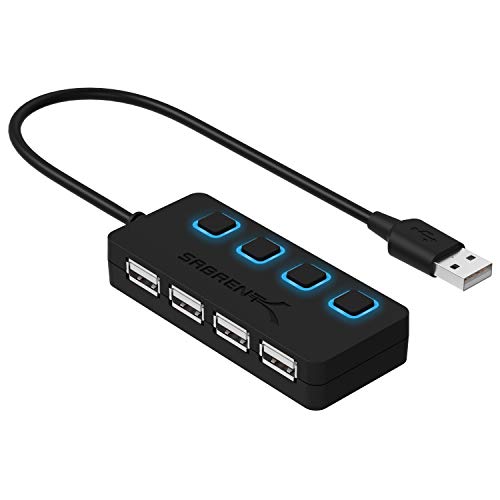 Sabrent 4-Port USB 2.0 Hub with LEDs and Power Switches (HB-UMLS)