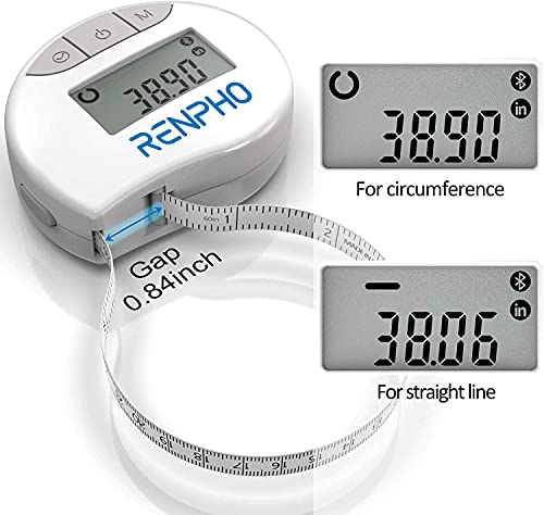 RENPHO Bluetooth Smart Measure Tape for Weight Loss, Muscle Gain, Fitness Bodybuilding (Retractable + Inches & cm)