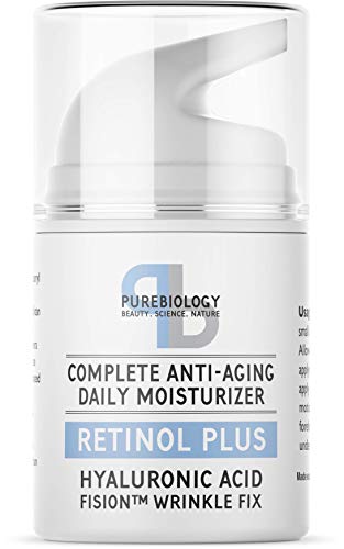 Pure Biology Retinol Moisturizer Cream with Hyaluronic Acid, Vitamins B5, E & Anti Aging Complex – Face & Eye Skin Care for Men & Women, All Skin Types (1.7 OZ)