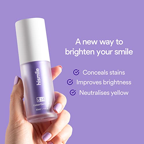 Hismile V34 Colour Corrector [Purple Toothpaste] - Teeth Whitening & Stain Removal.