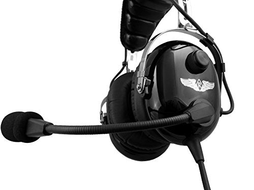 Rugged Air RA950 Stereo Pilot Headset with Active Noise Reduction and Gel Ear Seals (Flex Boom Mic)