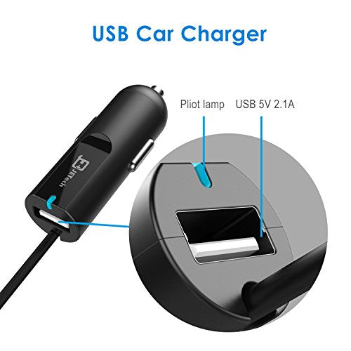JETech Wireless FM Transmitter Car Kit for Smart Phones with 3.5mm Audio Plug and Car Charger (Black)
