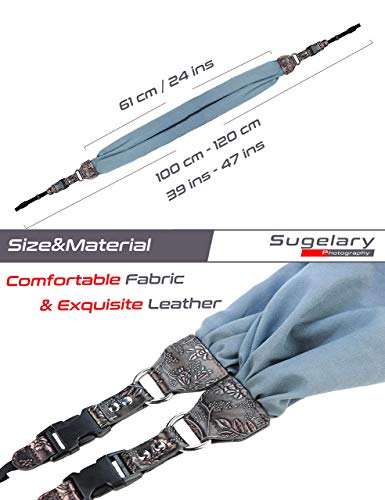 Sugelary Vintage Fabric Satin Camera Shoulder Neck Strap (Grey) for Nikon, Canon, Sony, and Pentax DSLR Cameras