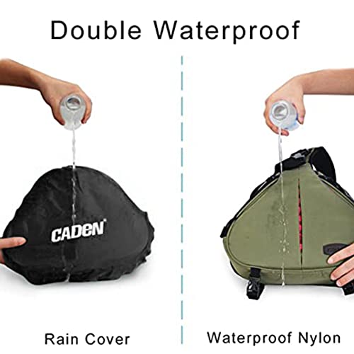 CADeN Waterproof Camera Bag with Rain Cover & Tripod Holder, Compatible with Canon, Nikon, Sony & Pentax DSLR/SLR and Accessories, Green
