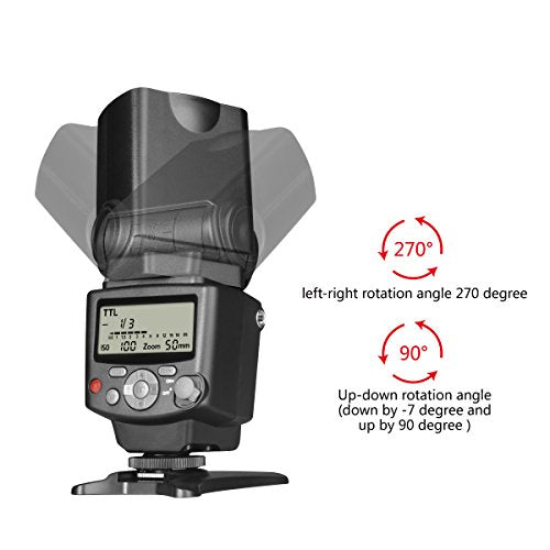 Voking VK430I Speedlite LCD Shoe Mount Flash for Nikon [TTL, Compatible with D3400 - D3100].