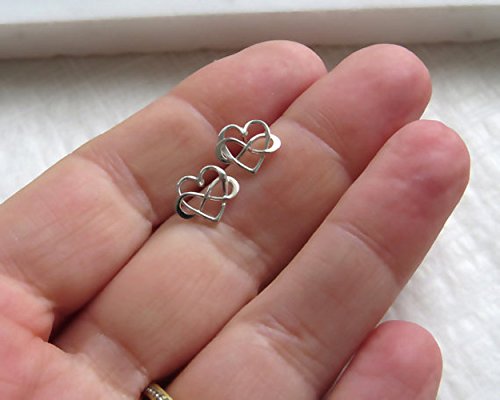Sterling Silver Infinity Heart Post Earrings (Mom & Daughter Gift Set)