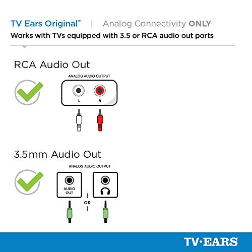 TV Ears Original Wireless Headset System - Voice Clarifying Hearing Aid Device for Analog TVs (11641). Doctor Recommended.