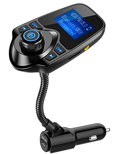 Nulaxy Bluetooth FM Transmitter (Adapter Car Kit) with Display, TF/SD Card & USB Car Charger for Smartphones & Audio Players