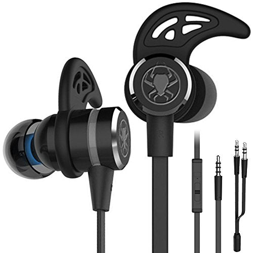 KEKU Wired Gaming Headset with Noise Reduction, Stereo Bass and Microphone (3.5mm, HiFi, Black) for Laptops and Mobile Phones, Includes Extension Cable and PC Adapter