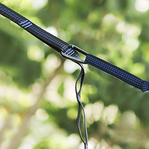 Honest Outfitters Single Hammock with Basic Straps, Portable Parachute Nylon (Grey/Blue, 55"W x 108"L)