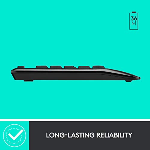 Logitech MK345 Wireless Keyboard & Mouse Combo - Full-Size, Palm Rest & Right-Handed Design - Black