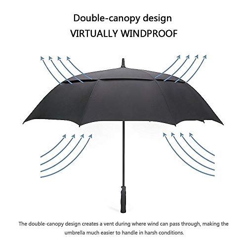 G4Free 54" Automatic Open Windproof Extra Large Golf Umbrella with Double Canopy and Waterproof Stick, Black
