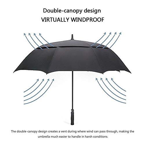 G4Free 54" Automatic Open Windproof Extra Large Golf Umbrella with Double Canopy and Waterproof Stick, White