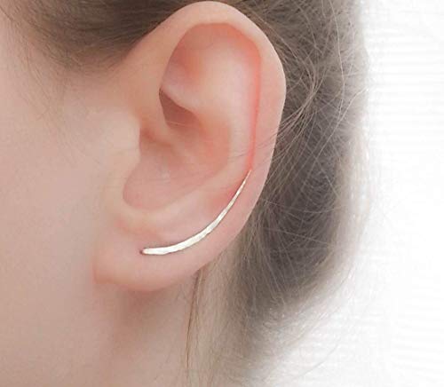 Sterling Silver Ear Climber Earrings (Crawlers, Bar Studs Long)