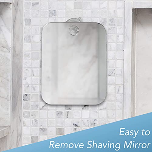 The Shave Well Company Fog-Free Travel Mirror (Small, Portable, Handheld for Makeup) with Removable Wall Suction