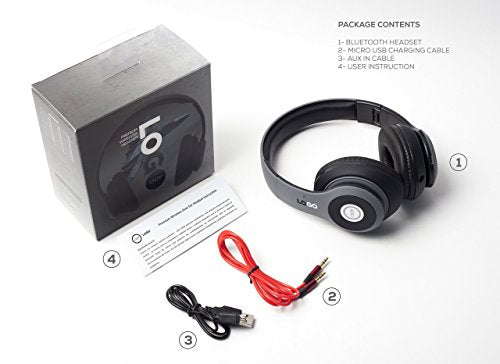 iJoy Stealth Foldable Over-Ear Bluetooth Wireless Headphones with Matte Finish and Mic (Premium Rechargeable)