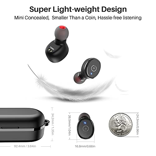 TOZO T10 Bluetooth 5.0 Wireless Earbuds with Charging Case (IPX8 Waterproof) - Built-in Mic, Premium Sound & Deep Bass, Black