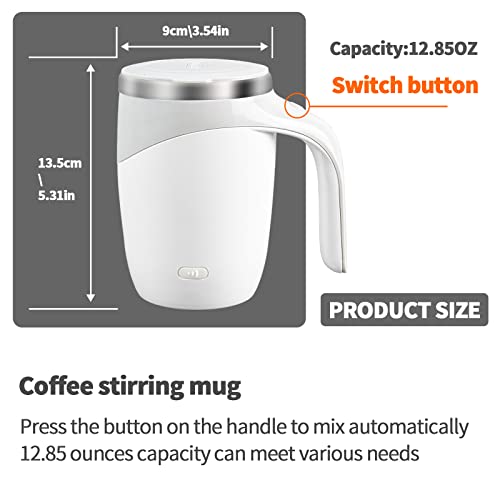 HISET Rechargeable Self-Stirring Coffee Mug (Stainless Steel Cup), Great for Home and Travel, Ideal Christmas or Birthday Gift
