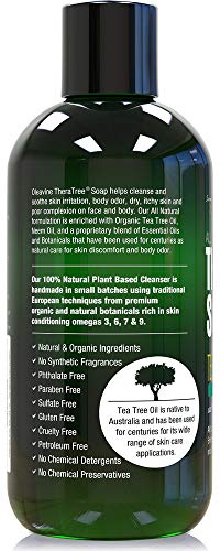 Oleavine TheraTree Tea Tree Oil Soap with Neem Oil (12oz), Helps Relieve Skin Irritation and Body Odor, Restore Healthy Complexion for Body and Face.